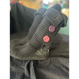 UGG girls size 3 black CLASSIC CARDY 1967 Tall sweater boot booties